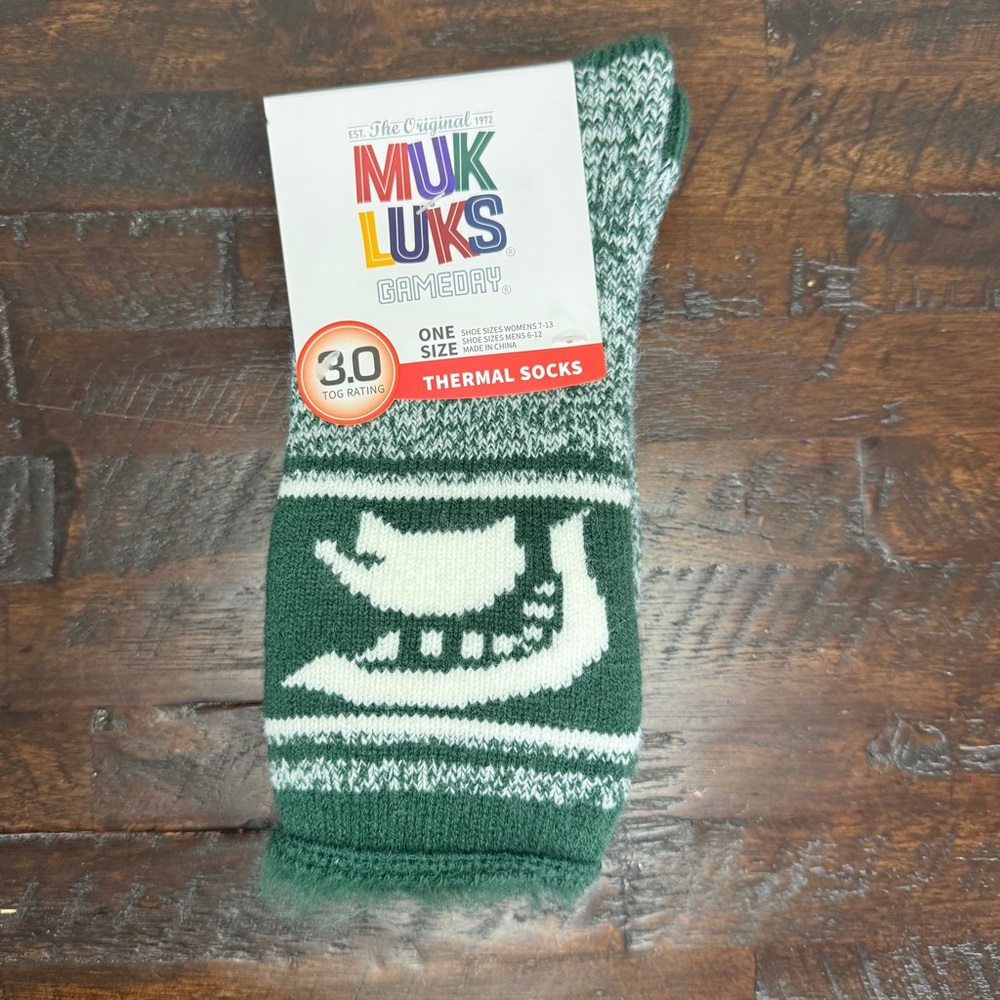 Muk Luks Gameday Michigan State Spartans Thermal Socks 3.0 Tog Rating Unisex NEW
